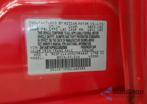 2016 Nissan Sentra S z USA, uszkodzony, nr VIN 3N1AB7AP5GL682585